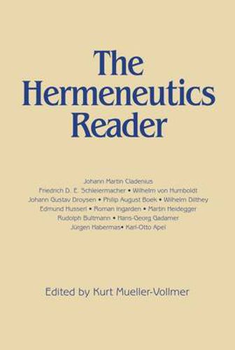 Cover image for Hermeneutics Reader: Texts of the German Tradition from the Enlightenment to the Present