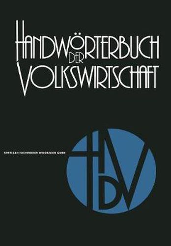 Cover image for Handwoerterbuch Der Volkswirtschaft