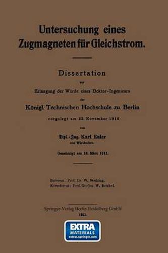 Cover image for Untersuchung Eines Zugmagneten Fur Gleichstrom: Dissertation