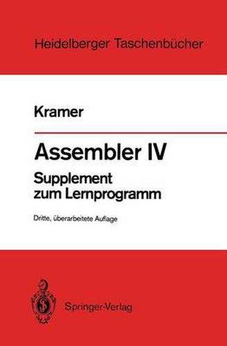 Cover image for Assembler IV: Supplement zum Lernprogramm