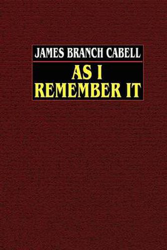 Cover image for As I Remember it