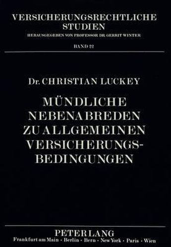 Cover image for Muendliche Nebenabreden Zu Allgemeinen Versicherungsbedingungen