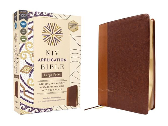 Cover image for NIV Application Bible, Large Print, Leathersoft, Brown, Red Letter, Comfort Print