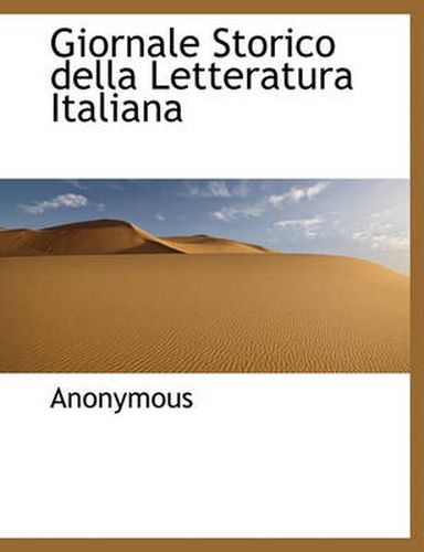 Cover image for Giornale Storico Della Letteratura Italiana