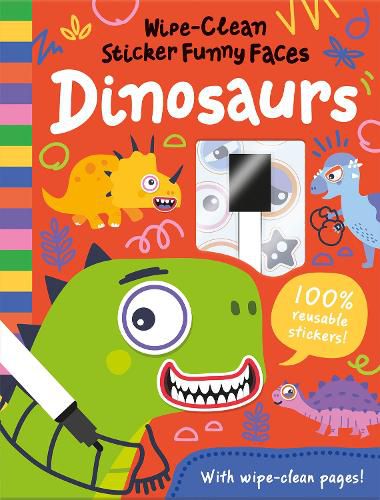 Wipe-Clean Sticker Funny Faces Dinosaurs