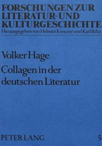 Cover image for Collagen in Der Deutschen Literatur: Zur Praxis Und Theorie Eines Schreibverfahrens