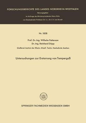 Cover image for Untersuchungen Zur Erstarrung Von Temperguss