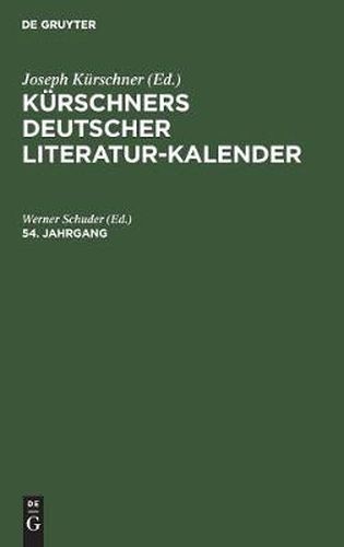 Cover image for Kurschners Deutscher Literatur-Kalender