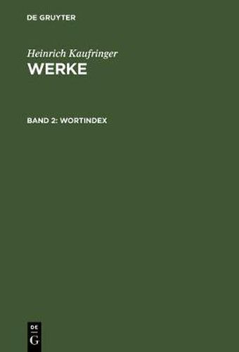 Cover image for Werke, Band 2, Wortindex