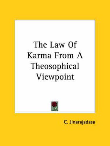 Cover image for The Law of Karma from a Theosophical Viewpoint