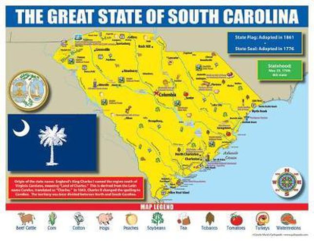 South Carolina State Map for Students - Pack of 30