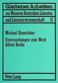 Cover image for Untersuchungen Zum Werk Alfred Bocks