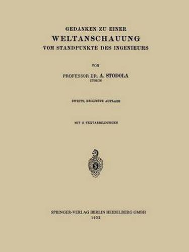 Cover image for Gedanken Zu Einer Weltanschauung Vom Standpunkte Des Ingenieurs