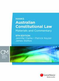 Cover image for Hanks Australian Constitutional Law: Materials and Commentary
