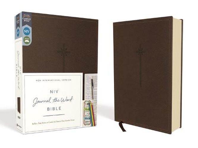 Cover image for NIV, Journal the Word Bible, Leathersoft, Brown, Red Letter, Comfort Print: Reflect, Take Notes, or Create Art Next to Your Favorite Verses
