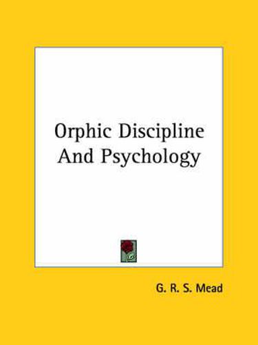 Cover image for Orphic Discipline and Psychology