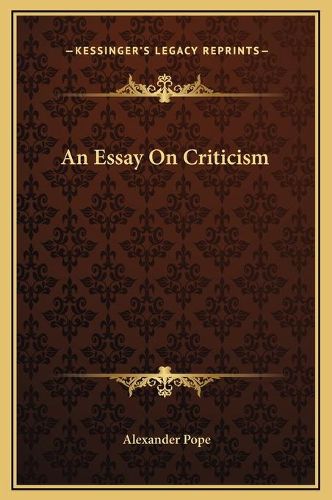 Cover image for An Essay on Criticism