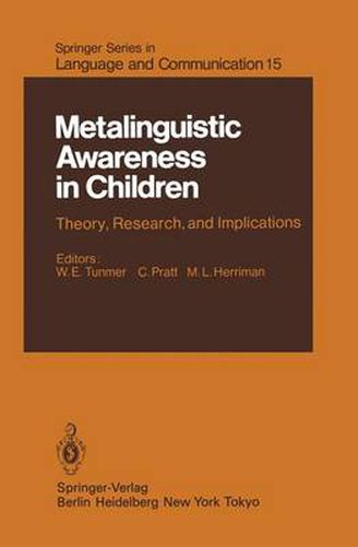 Cover image for Metalinguistic Awareness in Children: Theory, Research, and Implications