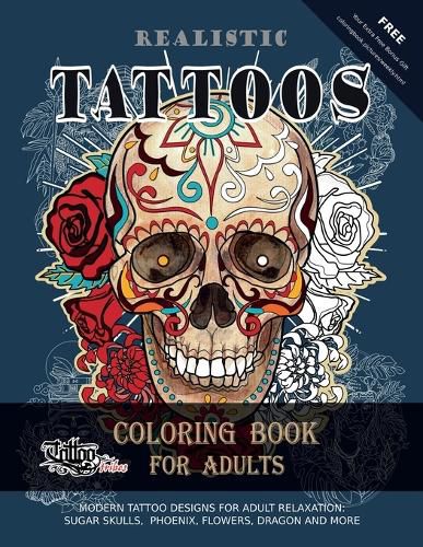 Cover image for Realistic Tattoos Coloring Book for Adults