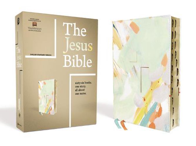 Cover image for The Jesus Bible Artist Edition, ESV, Leathersoft, Multi-color/Teal, Thumb Indexed