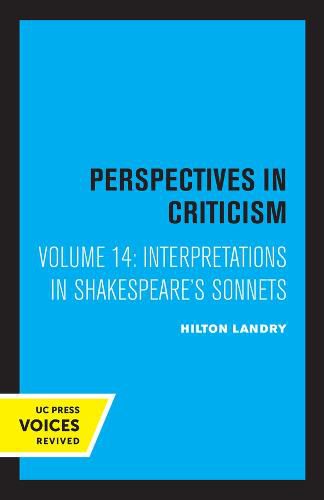 Cover image for Interpretations in Shakespeare's Sonnets: Perspectives in Criticism