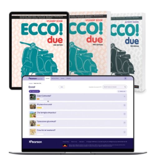 Cover image for Ecco! due Student Book, eBook, Digital Hub and Activity Book