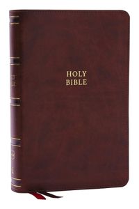 Cover image for NKJV, Single-Column Reference Bible, Verse-by-verse, Brown Leathersoft, Red Letter, Comfort Print (Thumb Indexed)