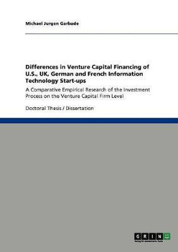 Cover image for Venture Capital Financing of U.S., UK, German and French It Start-Ups