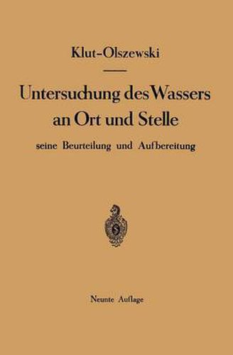 Cover image for Untersuchung Des Wassers an Ort Und Stelle, Seine Beurteilung Und Aufbereitung