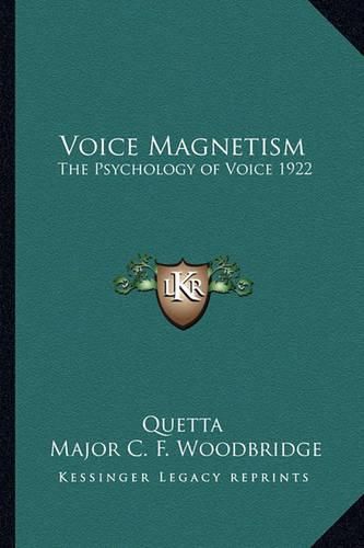 Cover image for Voice Magnetism: The Psychology of Voice 1922