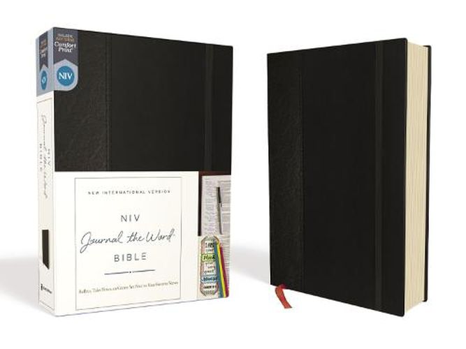 Cover image for NIV, Journal the Word Bible, Hardcover, Black, Red Letter, Comfort Print: Reflect, Take Notes, or Create Art Next to Your Favorite Verses