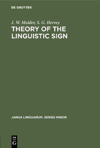 Cover image for Theory of the Linguistic Sign