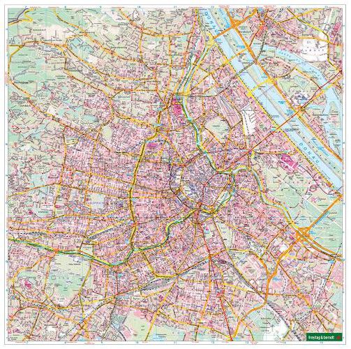 Cover image for Wall map: Vienna 1:20,000, districts pink