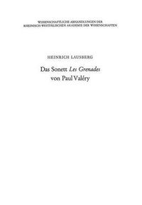 Cover image for Das Sonett Les Grenades Von Paul Valery