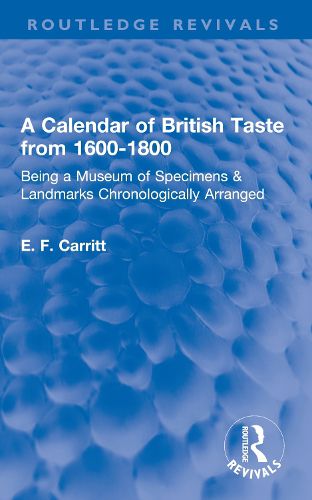 Cover image for A Calendar of British Taste from 1600-1800