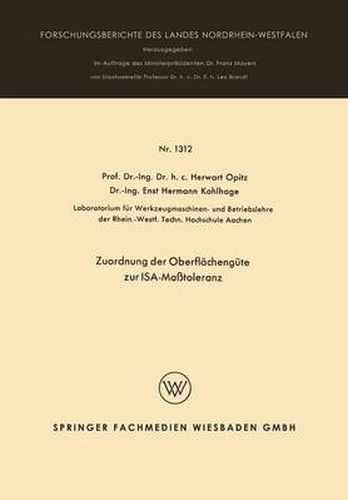 Cover image for Zuordnung Der Oberflachengute Zur Isa-Masstoleranz