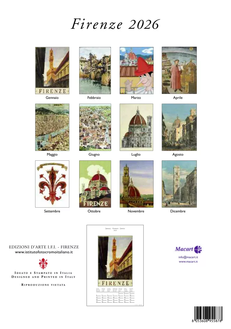2026 Firenze Medium Art Calendar 24x34cm