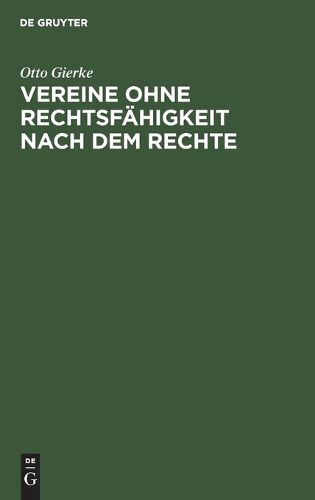 Cover image for Vereine Ohne Rechtsfaehigkeit Nach Dem Rechte