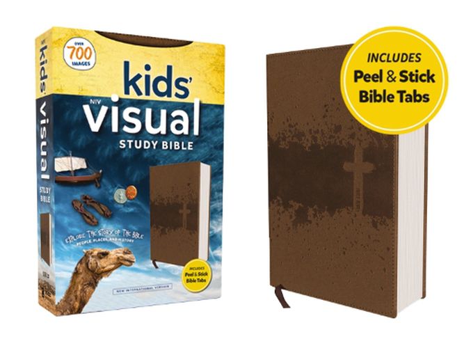 Cover image for NIV, Kids' Visual Study Bible, Leathersoft,  Bronze, Full Color Interior, Peel/Stick Bible Tabs: Explore the Story of the Bible---People, Places, and History