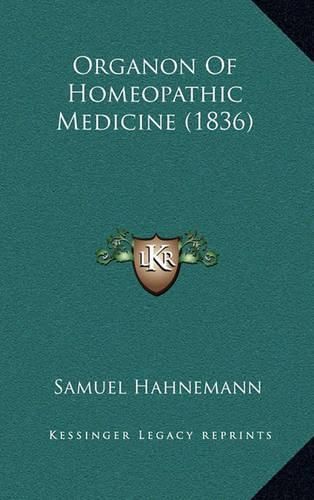 Cover image for Organon of Homeopathic Medicine (1836)