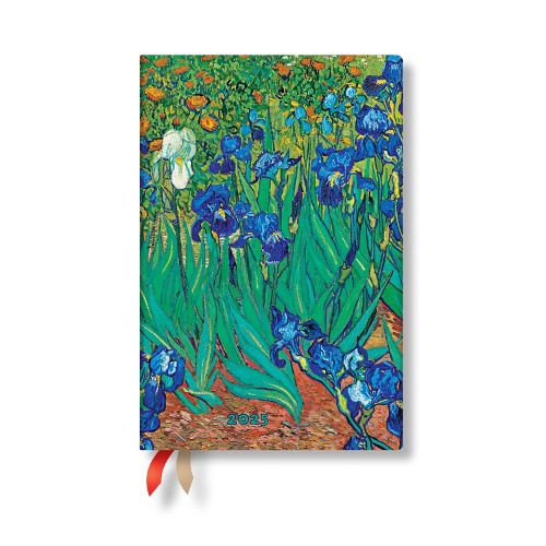 Van Gogh's Irises Mini 12-month Horizontal Hardback Dayplanner 2025 (Elastic Band Closure)