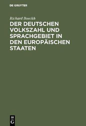 Cover image for Der Deutschen Volkszahl und Sprachgebiet in den europaischen Staaten