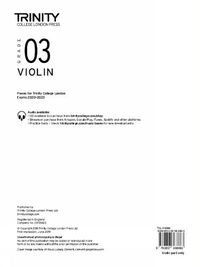 Cover image for Trinity College London Violin Exam Pieces From 2020: Grade 3 (part only)