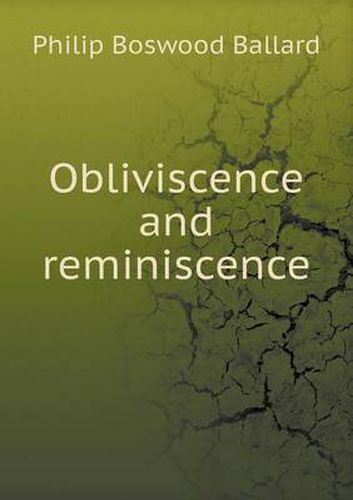 Cover image for Obliviscence and reminiscence