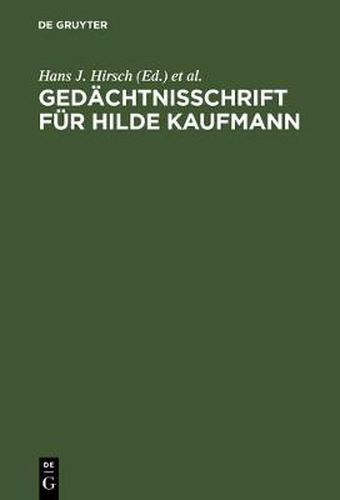 Gedachtnisschrift fur Hilde Kaufmann