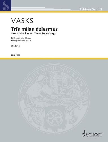 Cover image for Vasks: Three Love Songs for Soprano and Piano in Latvian