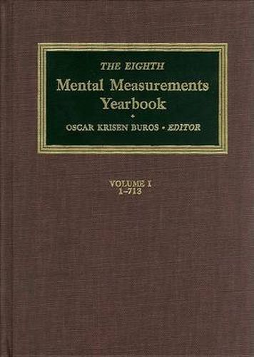 The Eighth Mental Measurements Yearbook (2 Volumes): 2 Volumes