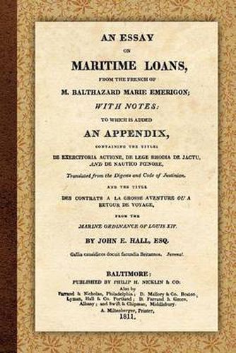 Cover image for An Essay on Maritime Loans