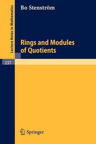 Cover image for Rings and Modules of Quotients