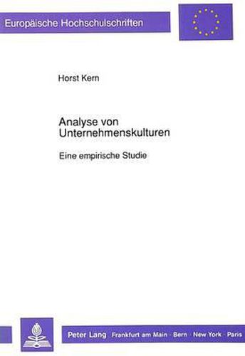 Cover image for Analyse Von Unternehmenskulturen: Eine Empirische Studie